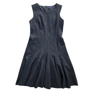 Lands' End Women's Ponte Sleeveless Seamed Panel Fit & Flare Dress Black Size 8